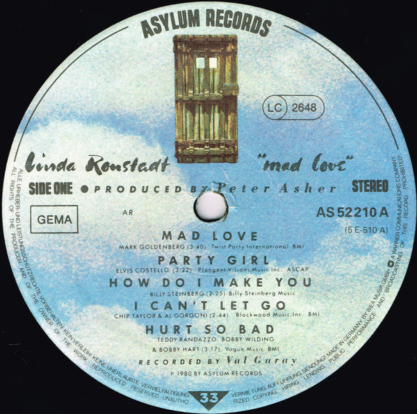Linda Ronstadt : Mad Love (LP, Album)