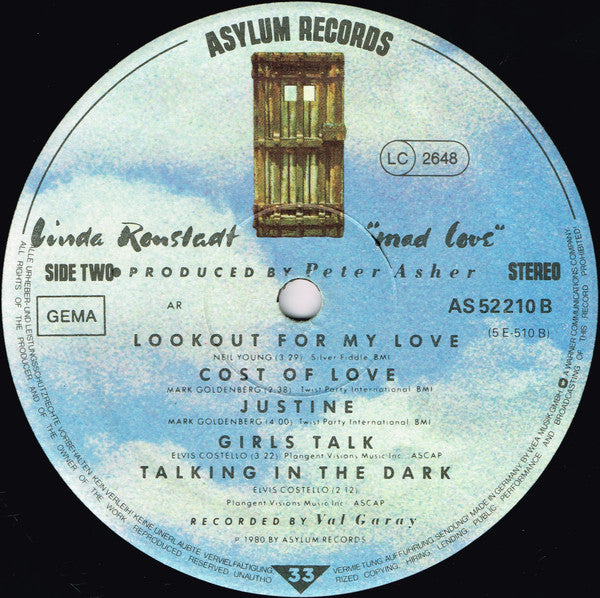 Linda Ronstadt : Mad Love (LP, Album)