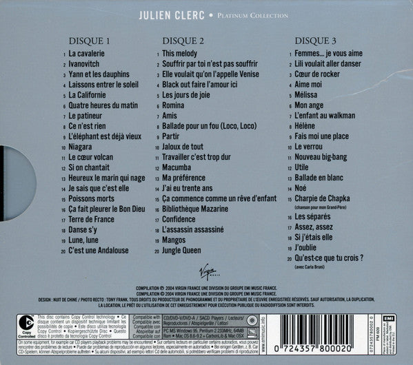 Julien Clerc : Platinum Collection (3xCD, Comp, Cop)