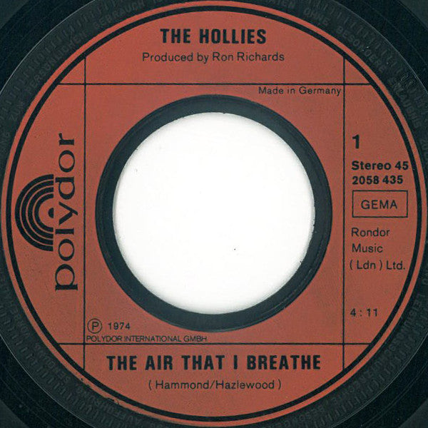 The Hollies : The Air That I Breathe (7", Single)