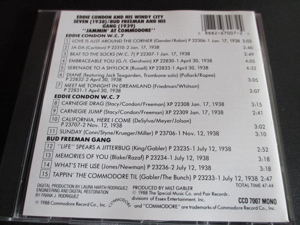 Eddie Condon And His Windy City Seven, Bud Freeman And His Gang : Jammin' At Commodore (CD, Comp, Mono)