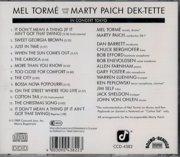 Mel Tormé And The Marty Paich Dek-Tette : In Concert Tokyo (CD, Album)