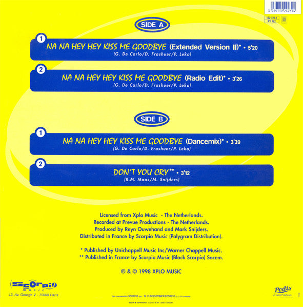 Hermes House Band : Na Na Hey Hey Kiss Me Goodbye (12", Maxi)