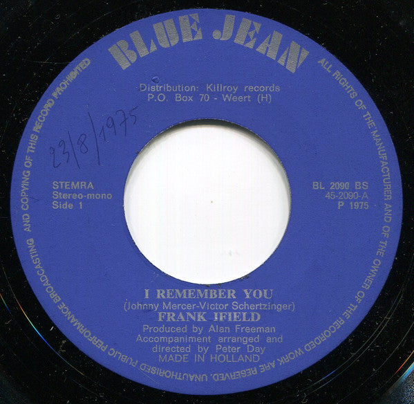 Frank Ifield : I Remember You / Say Goodbye To Angelina (7", Single)