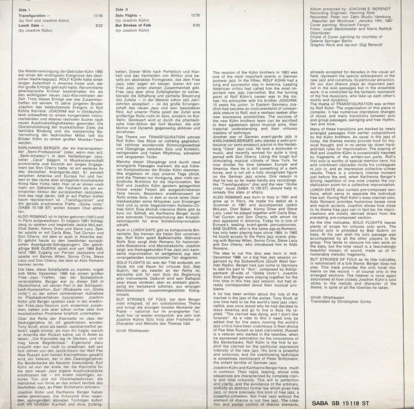 Rolf + Joachim Kühn Quintet Guest: Karl Berger : Transfiguration (LP, Album)