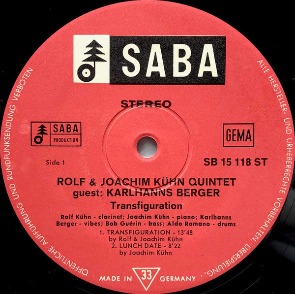 Rolf + Joachim Kühn Quintet Guest: Karl Berger : Transfiguration (LP, Album)