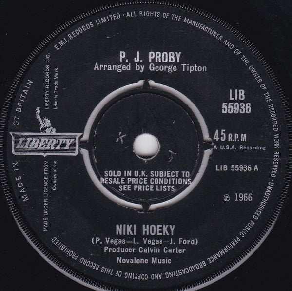 P.J. Proby : Niki Hoeky  (7", Single, 4 P)
