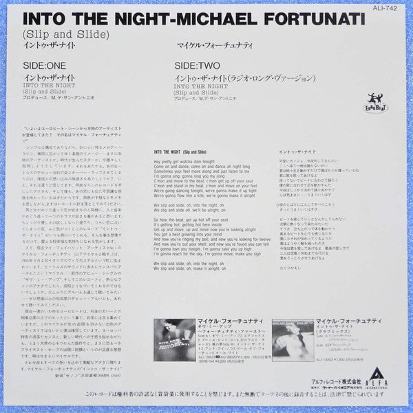Michael Fortunati : Into The Night (Slip And Slide) (7", Single)