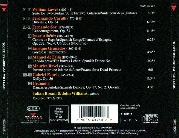 Julian Bream, John Williams (7) : Together (CD, Album, RE, RM, RP)