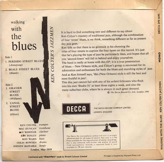 Ken Colyer's Jazzmen : Walking With The Blues (7", EP, Mono, pus)