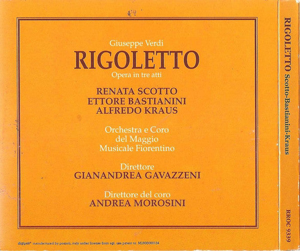 Renata Scotto ○ Ettore Bastianini ○ Alfredo Kraus ○ Giuseppe Verdi, Gianandrea Gavazzeni ○ Orchestra Del Maggio Musicale Fiorentino E Coro Del Maggio Musicale Fiorentino : Rigoletto (2xCD, Album, RE, RM, Dig)