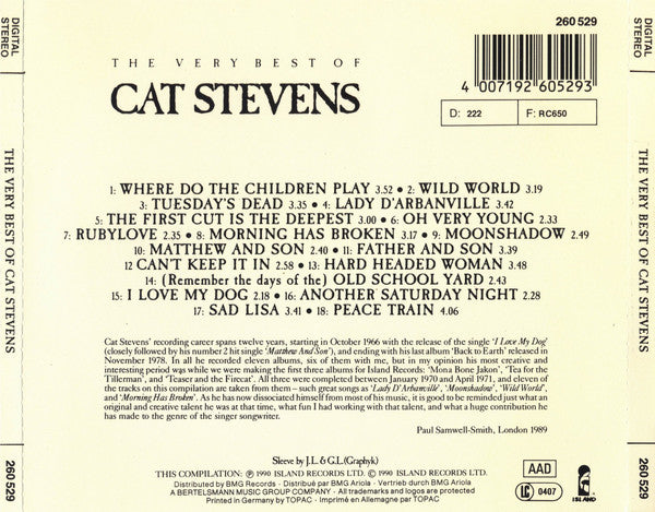 Cat Stevens : The Very Best Of Cat Stevens (CD, Comp, RE)