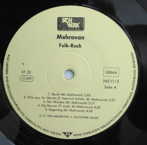 Mehravan : Folk-Rock - Quasi... (LP, Album)
