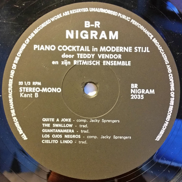 Teddy Vendor : Piano Cocktail (LP, Album)