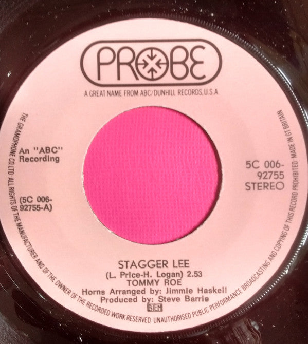 Tommy Roe : Stagger Lee / Back Streets And Alleys (7", Single)