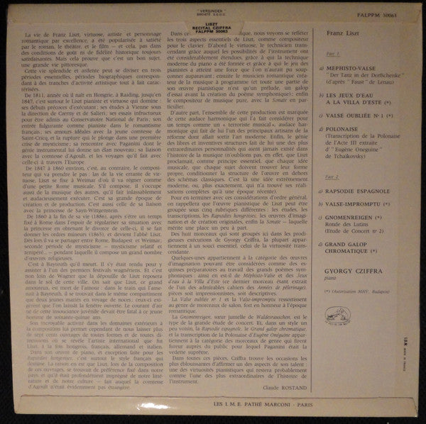 Franz Liszt : Recital Cziffra (LP, Album)