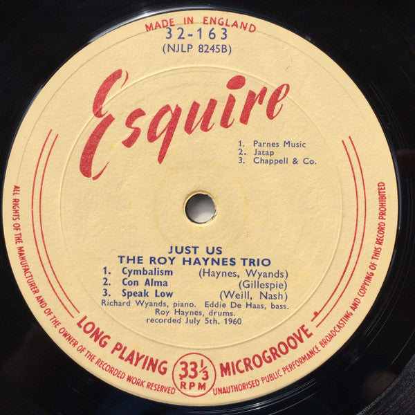 The Roy Haynes Trio : Just Us (LP, Album, Mono)