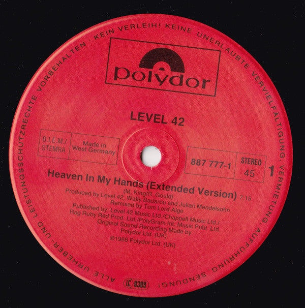 Level 42 : Heaven In My Hands (12", Maxi)