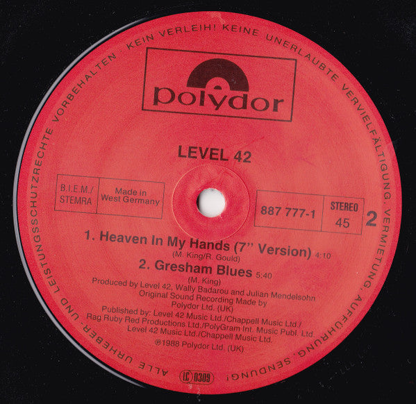 Level 42 : Heaven In My Hands (12", Maxi)