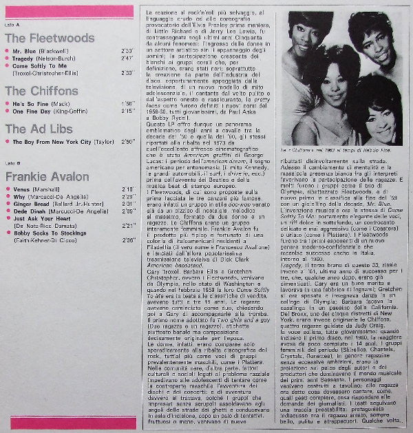 Various : The Fleetwoods / Frankie Avalon / The Chiffons / The Ad Libs (LP, Comp, Mono)