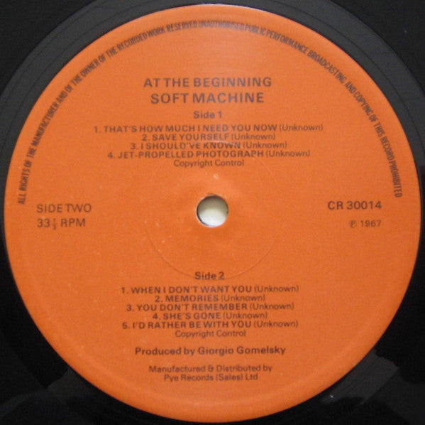 Soft Machine : At The Beginning (LP, Album)