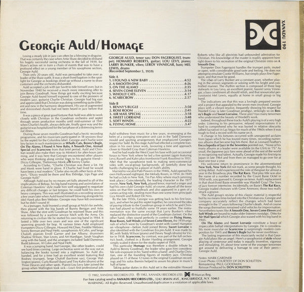 Georgie Auld : Homage (LP, Album, Mono, RE, RM)