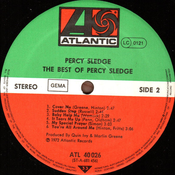 Percy Sledge : The Best Of Percy Sledge (LP, Comp, RE)