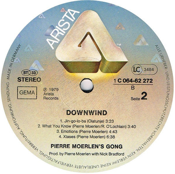 Pierre Moerlen's Gong : Downwind (LP, Album)