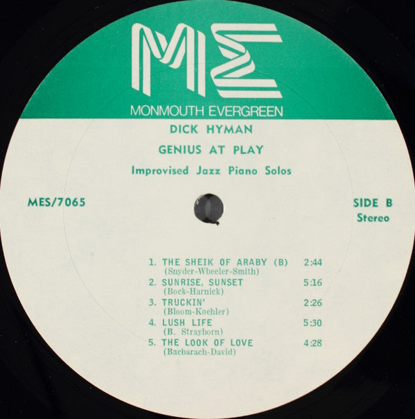 Dick Hyman : Genius At Play - Improvised Jazz Piano Solos (LP, Album)