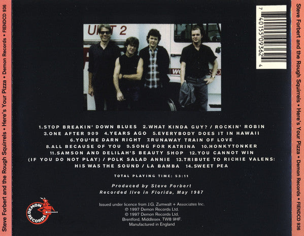 Steve Forbert and the Rough Squirrels : Here's Your Pizza (CD, Album)