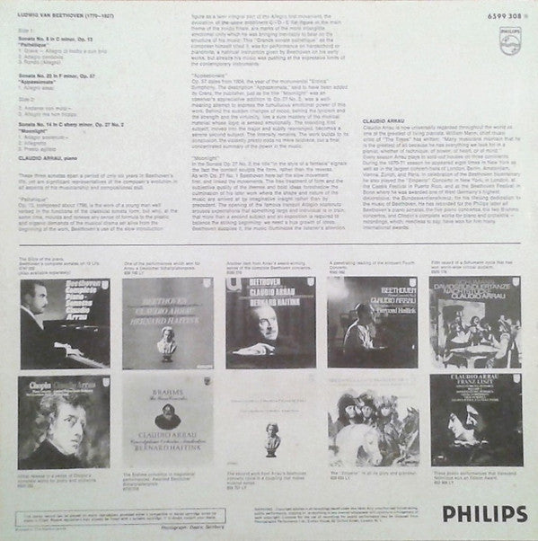 Ludwig van Beethoven - Claudio Arrau : Sonatas (Pathétique / Appassionata / Moonlight) (LP, Album)
