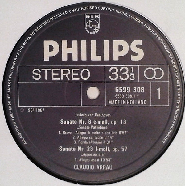 Ludwig van Beethoven - Claudio Arrau : Sonatas (Pathétique / Appassionata / Moonlight) (LP, Album)