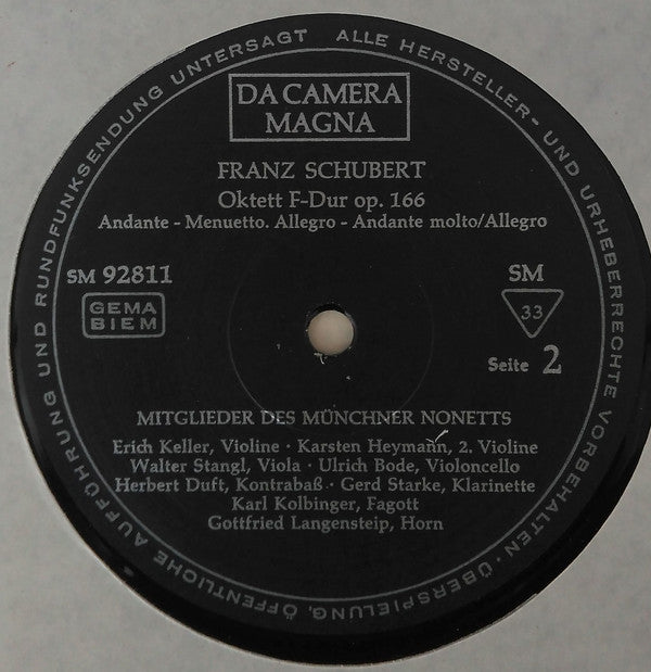 Münchner Nonett  -  Franz Schubert : Oktett F-Dur Op. 166 (LP, Album)