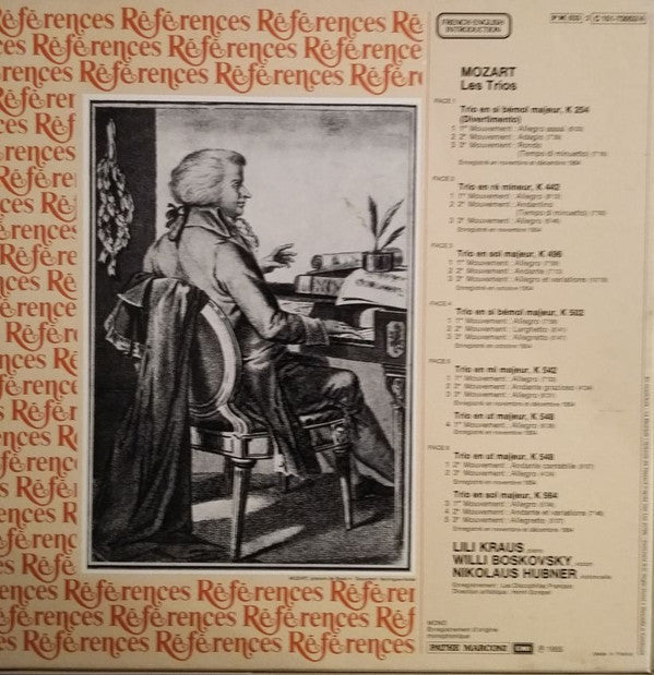 Wolfgang Amadeus Mozart - Lili Kraus, Willi Boskovsky, Nikolaus Hübner : Les Trios Pour Piano, Violon Et Violoncelle (3xLP, Mono + Box, Comp)