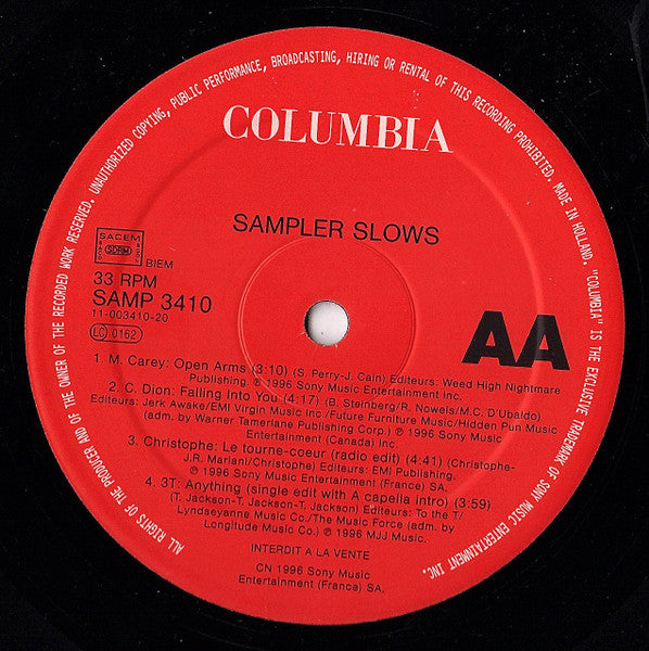 various : Special DJ été 96 - Sampler Slows (Quatre slows enchainés) (12", Mixed, Smplr)