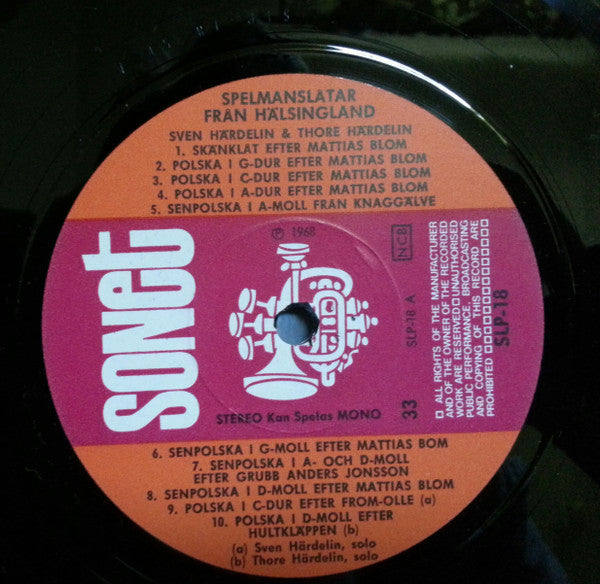 Sven Härdelin & Thore Härdelin, Hugo Westling, Emil Olsson (2) : Spelmanslåtar Från Hälsingland (LP, Album)