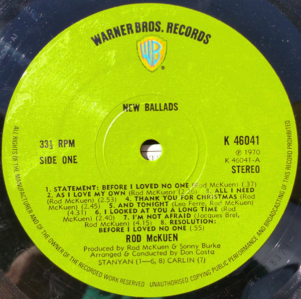 Rod McKuen : New Ballads (LP, Album)