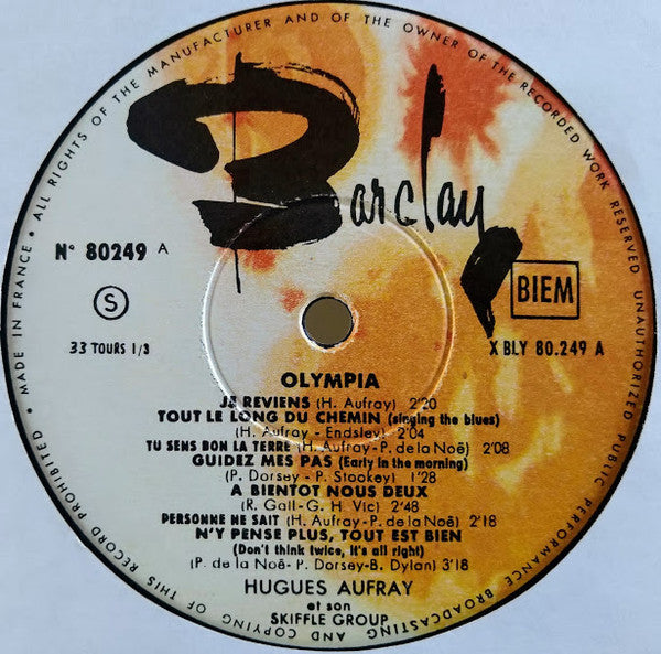 Hugues Aufray Et Son Skiffle Group : Olympia  (LP, Album, Mono)