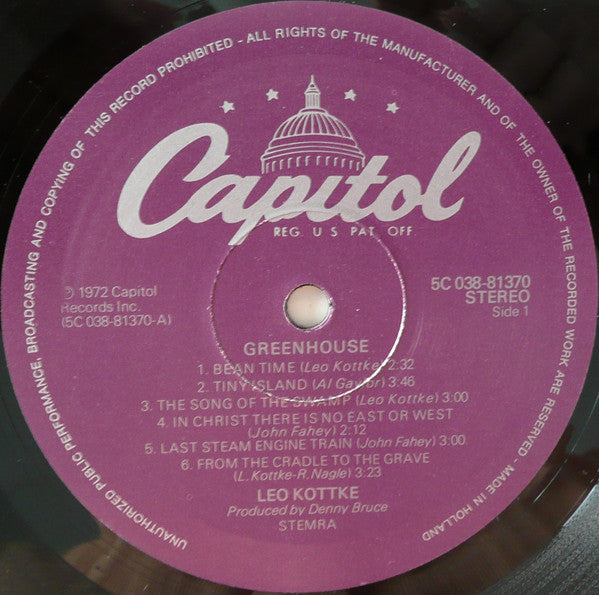 Leo Kottke : Greenhouse (LP, Album, RE)