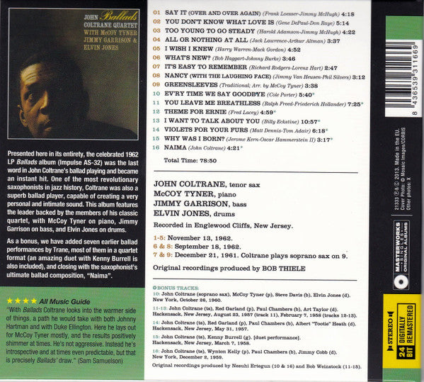 The John Coltrane Quartet : Ballads (CD, Album, RE, RM)