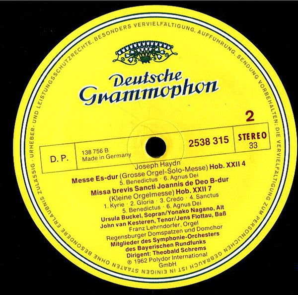 Regensburger Domspatzen, Regensburger Domchor, Theobald Schrems • Joseph Haydn : Grosse Orgel-Solo-Messe Es-Dur • Kleine Orgelmesse B-Dur (LP, RE)