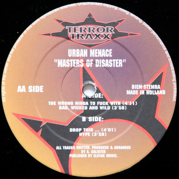 Urban Menace : Masters Of Disaster (12")