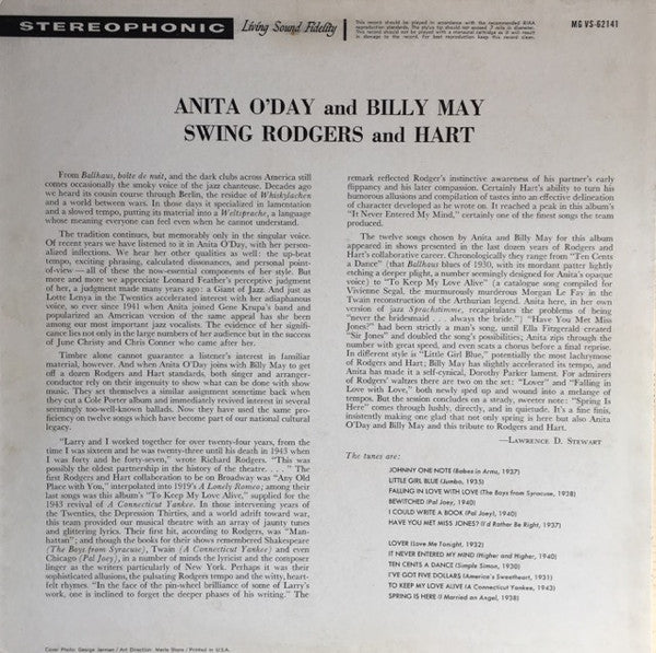 Anita O'Day And Billy May : Swing Rodgers And Hart (LP, Album)
