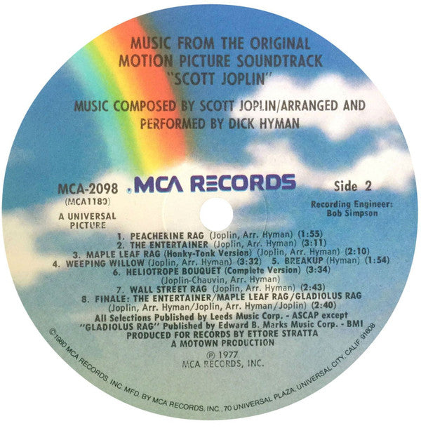 Dick Hyman : Scott Joplin - Original Motion Picture Soundtrack (LP, Album, RE)