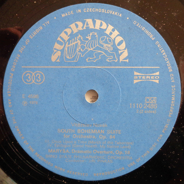 Vítězslav Novák - Brno State Philharmonic Orchestra, Jiří Pinkas : South Bohemian Suite / Maryša Overture (LP)