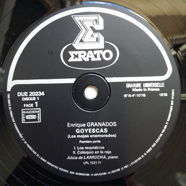 Enrique Granados, Alicia De Larrocha : Goyescas • Enregistrement Intégral (2xLP, Album, RE, RP, Gat)