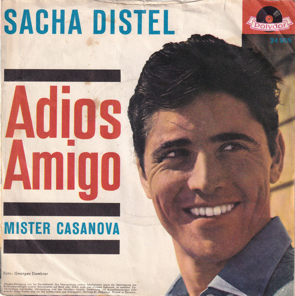 Sacha Distel : Adios Amigo (7", Single, Mono)