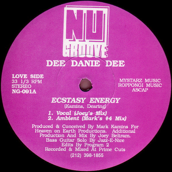 Dee Danie Dee : Ecstasy Energy (12")