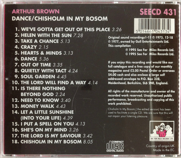 Arthur Brown : Dance / Chisholm in my Bosom (CD, Comp)