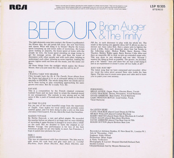 Brian Auger & The Trinity : Befour (LP, Album)